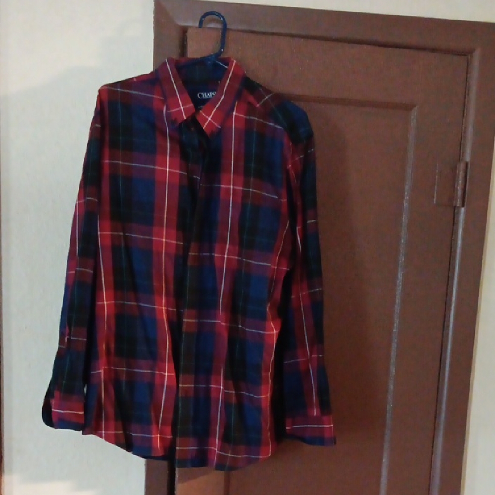 Chaps Red and Blue Casual Button Down Shirt